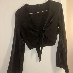 Elegant Black Tie-Front Top